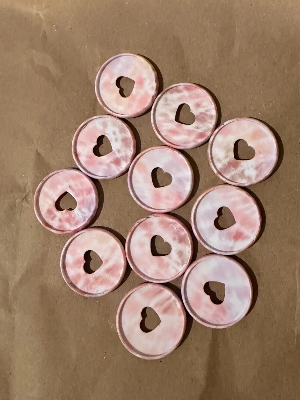 Happy Planner Mini 1” Pink Marble Heart Plastic Disc Set 10 Planner Discs